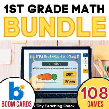 Preview of 1st Grade Math Boom Cards - Place Value, Number Sense, Geometry, Addition, etc.