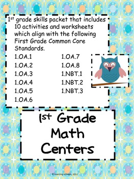 1st Grade Math Centers by Learning 4 Keeps | Teachers Pay Teachers