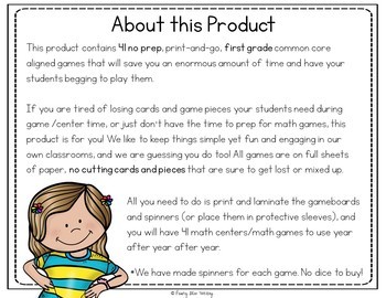 printable first grade math games by primary bliss teaching