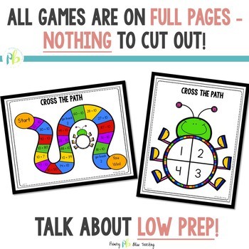 printable first grade math games by primary bliss teaching tpt