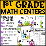 First Grade Math Centers, Spiral Review Games, Stations BUNDLE