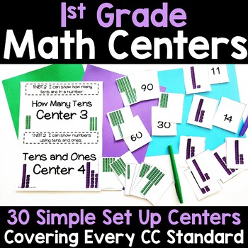Preview of 1st Grade Math Centers Math Centers 1st Grade No Prep Common Core Standards
