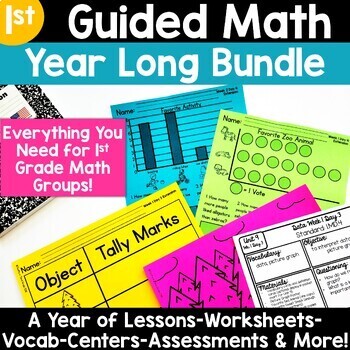 Preview of 1st Grade Math Centers Games Worksheets Small Groups Guided Math -Year Long