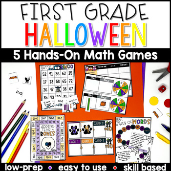 Preview of 1st Grade Halloween Math Centers | Math Center Games and Activities