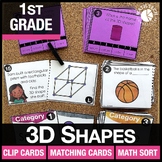 1st Grade Math Centers Review Bar 3D Shapes, Composite Sha