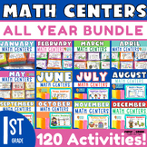 Math Centers 1st Grade Morning Bins Year Long Bundle Addit