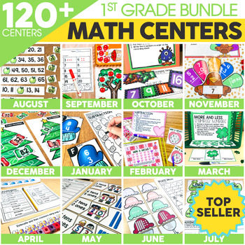 Preview of Math Centers & Games 1st Grade Math Activities Bundle & Digital Resources