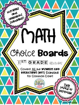 Preview of 1st Grade Math Choice Boards CCSS: Numbers and Operations - Distance Learning