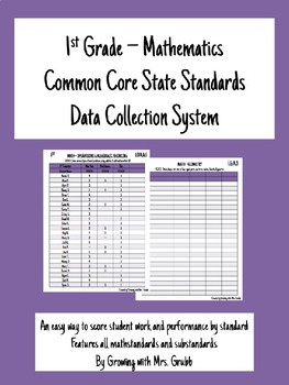 Preview of 1st Grade Math Common Core Standards CCSS Data Collection Recording EDITABLE