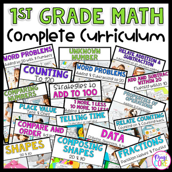 Preview of 1st Grade Math Curriculum Bundle - Lessons Videos Worksheets Assessments More