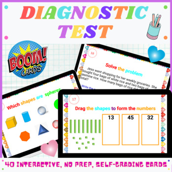 Preview of 1st Grade Math Diagnostic Test 1st Grade Math Review Boom Cards 