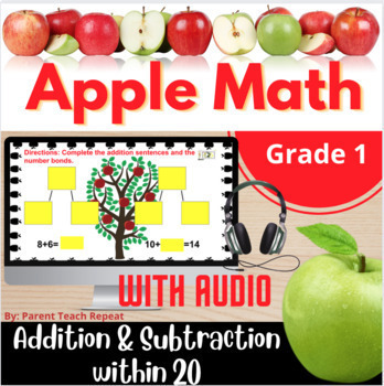 Preview of 1st Grade Math Digital Activities | Add & Subtract | with Audio Back to School