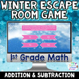 1st Grade Math Digital Winter Escape Room Game | Add & Sub