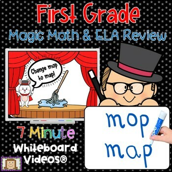 Preview of 1st Grade Math & ELA Review - Magic Theme 7 Minute Whiteboard Videos