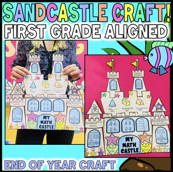 Preview of 1st Grade Math End of Year Review Spring and Summer Sandcastle Craft Bulletin