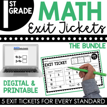 Preview of 1st Grade Math Exit Tickets (Exit Slips) Bundle | Printable & Digital