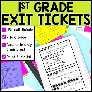 Preview of 1st Grade Math Exit Tickets, Exit Slips, Math Assessments, Bundle