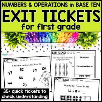 1st Grade Math Exit Tickets Numbers & Operations in Base Ten (Exit Slips)