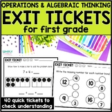 1st Grade Math Exit Tickets Operations & Algebraic Thinkin