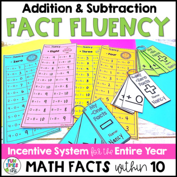 Preview of 1st Grade Math Fact Fluency Timed Tests & Incentives : Addition & Subtraction