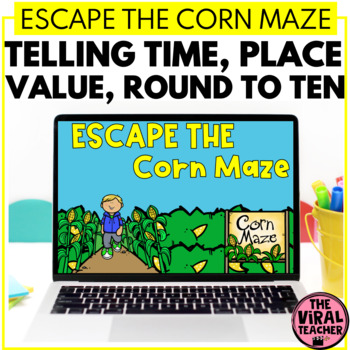 Preview of 1st Grade Math Fall Digital Escape Room Activity Boom Cards™ Game