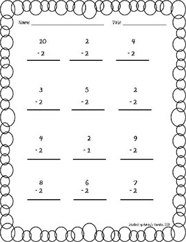 1st Grade Math Fluency Subtraction 0-10 Worksheets (1.OA.C.6) | TpT