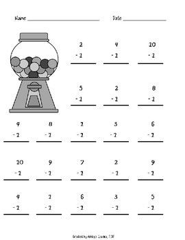 1st Grade Math Fluency Subtraction 0-10 Worksheets (1.OA.C.6) | TpT