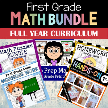 Preview of 1st Grade Math Full Year Curriculum Bundle | Interactive Notebook & More 50% OFF