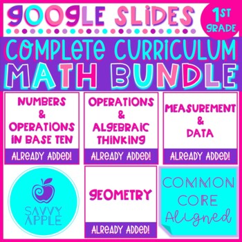 Preview of 1st Grade Math COMPLETE CURRICULUM Bundle for Google Slides Distance Learning