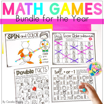 Preview of 1st Grade Math Games Bundle First Grade Math Centers