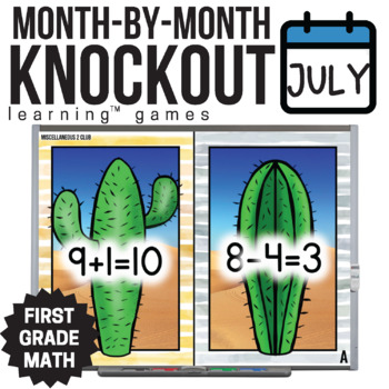 Preview of 1st Grade Math Games - July Math Games - Summer Knockout Games