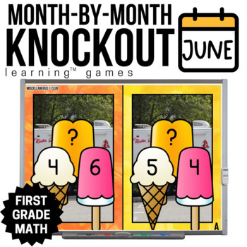 Preview of 1st Grade Math Games - June Math Games - Summer Knockout Games