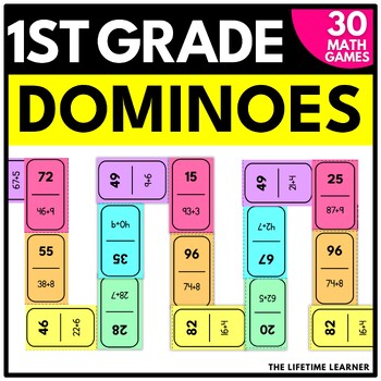 Preview of 1st Grade Math Dominoes First Grade Math Games Activities Printable Bundle