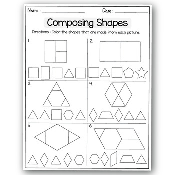 1st Grade Math | Geometry 2D & 3D Shapes Worksheets & Activities