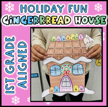 Preview of 1st Grade Math Gingerbread Houses Christmas Winter Craft Addition/Subtraction