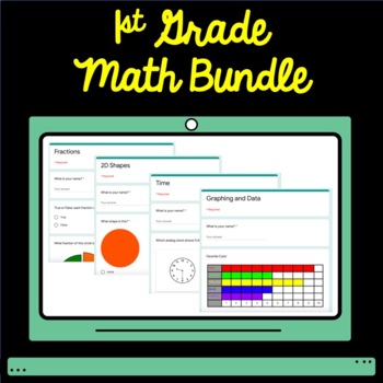 Preview of 1st Grade Math Google Forms Self Grading Assessment Bundle