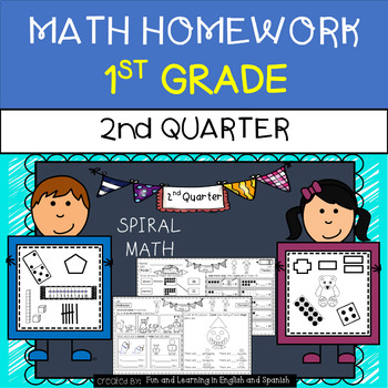 Preview of Math Homework for 1st Grade - 2nd Quarter w/ Digital Option (Distance Learning)