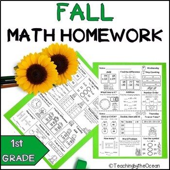 Preview of 1st Grade Math Homework - Fall
