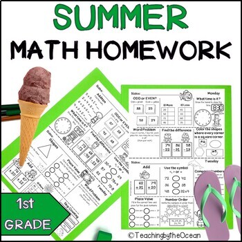 Preview of Summer 1st Grade Math Homework