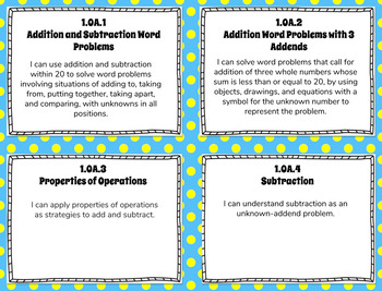 Preview of 1st Grade Math "I CAN" Statements BUNDLE for Common Core State Standards