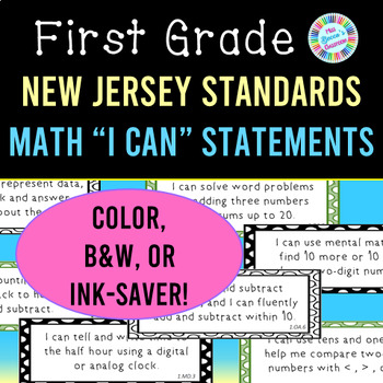Preview of 1st Grade Math I Can Statements | New Jersey Student Learning Standards