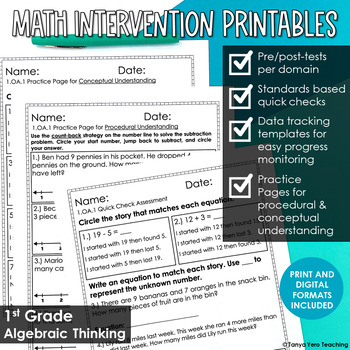 Preview of Math Intervention 1st Grade Algebraic Thinking | RTI Progress Monitoring