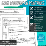 Math Intervention 1st Grade Printables Place Value RTI Pro