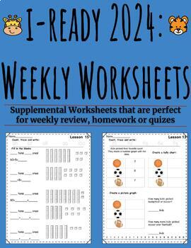 Preview of 1st Grade Math-Iready 2024-Full year of worksheets (92 worksheets): Units 1-6