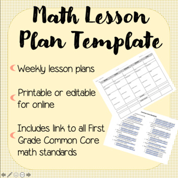 Preview of 1st Grade Math Lesson Plan Template