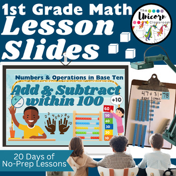 Preview of 1st Grade Math Lesson Slides for Adding and Subtracting Numbers within 100