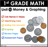 1st Grade Math Lessons Workbook for Money Coins + Data Gra