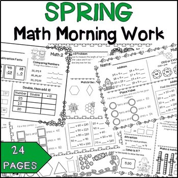 Spring 1st Grade Math Morning Work | 1st Grade Math Homework | TPT