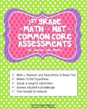 Preview of 1st Grade Math NBT Place Value Common Core Assessments
