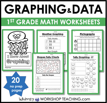 Preview of 1st Grade Math NO PREP Graphing Data Worksheets Activities